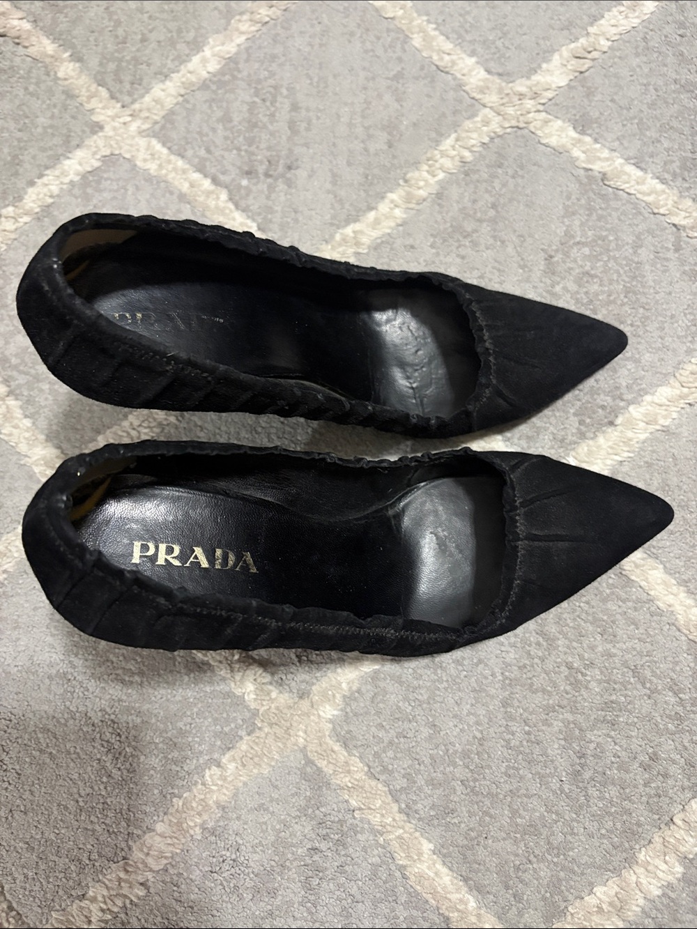 Prada Women's Black Pointed-Toe Heels AUTHENTIC Size 36.5